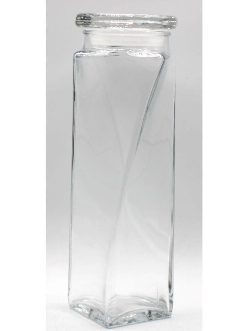 Art Deco Square Glass Jar Twist Design Airtight Silicon Seal Lid 10" MCM Vtg